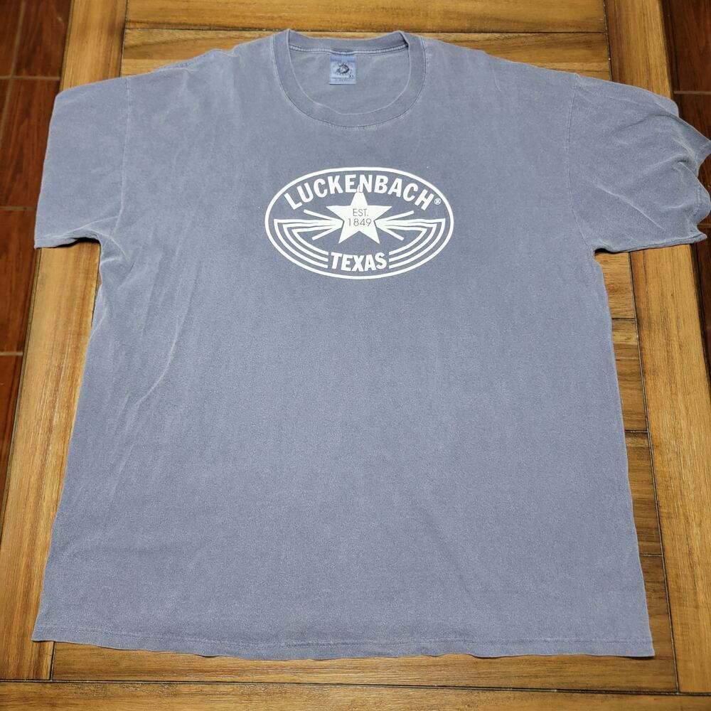 Authentic Pigment Dark Blue Unisex Tee "Luckenbach Texas" - Size XL